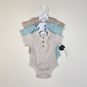 NWT Nicole Miller 3 Pack Short Sleeve Onesie Bodysuit Creepers sz 0-3 months